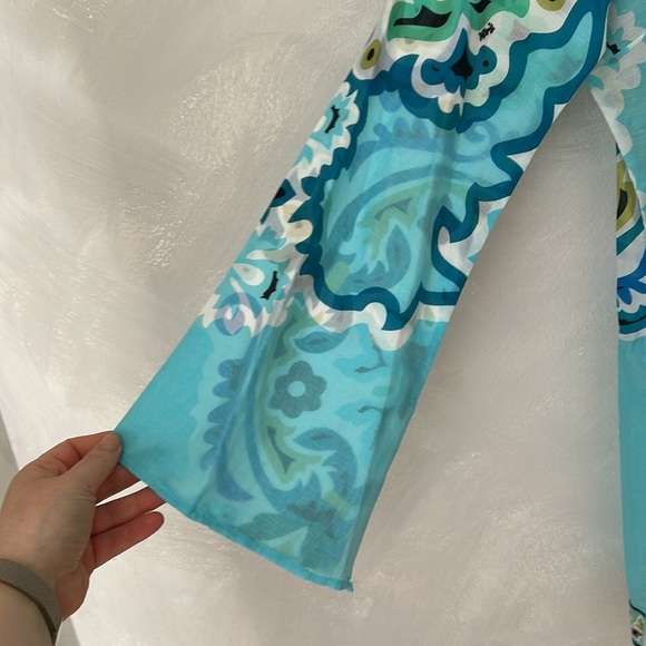 Hale Bob Cabana Artsy Silk Blend Beaded V-Neck Beach Cover Tunic sz small blue - Picture 5 of 9